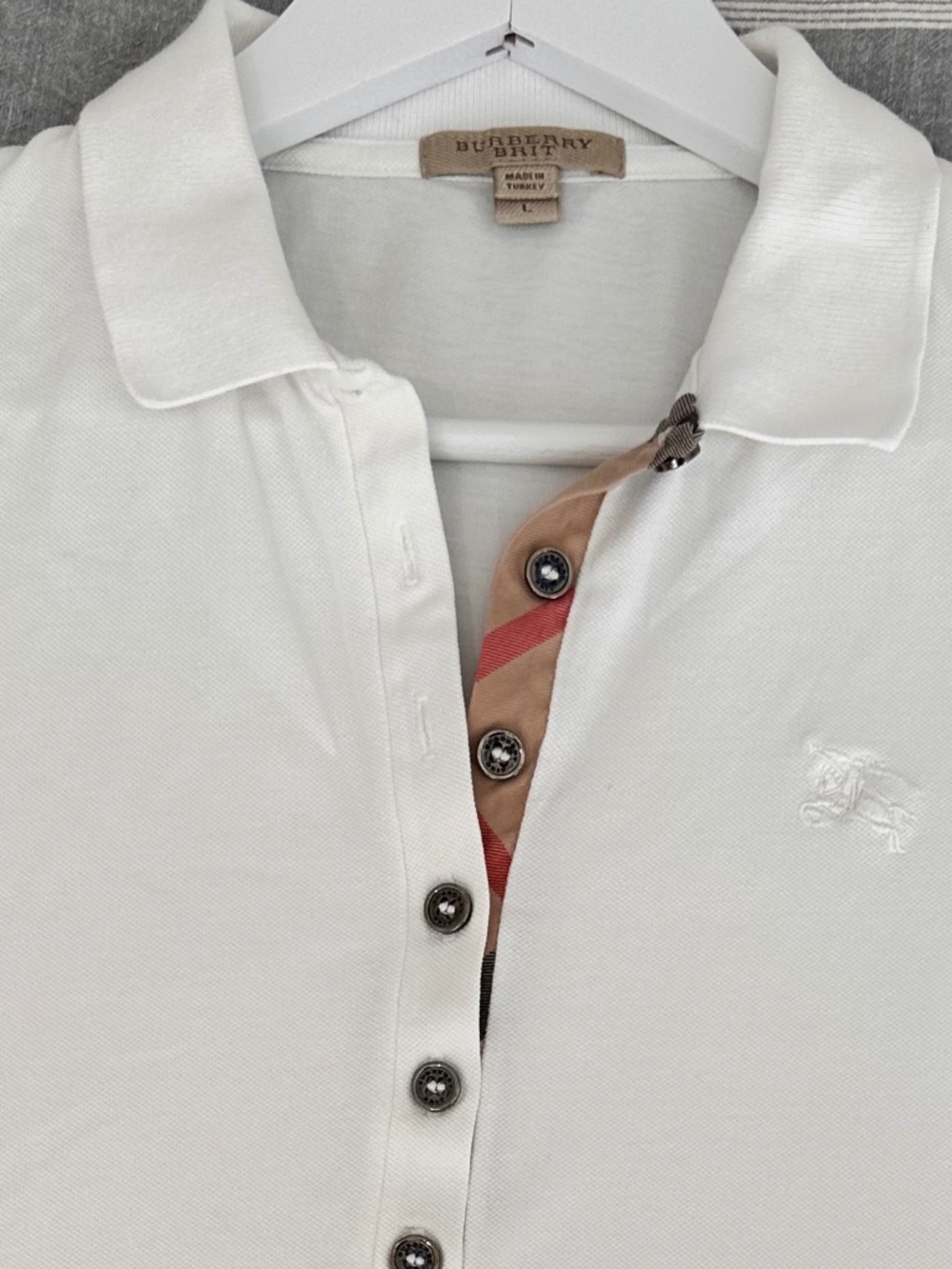 Burberry Brit Polo Shirt with Haymarket Check (women's L)